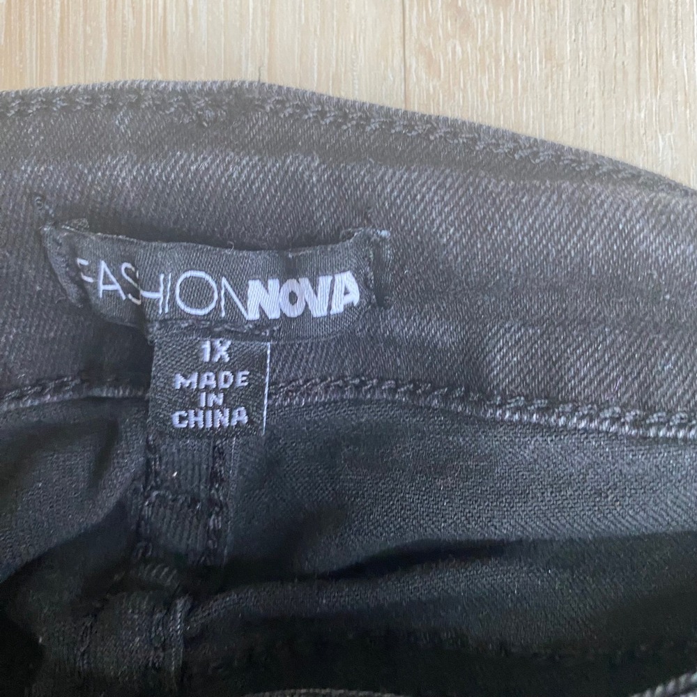 Fashion Nova Black Studded Fringe Side Jeans Plus Size 1X Western Festival Denim - Picture 2 of 8